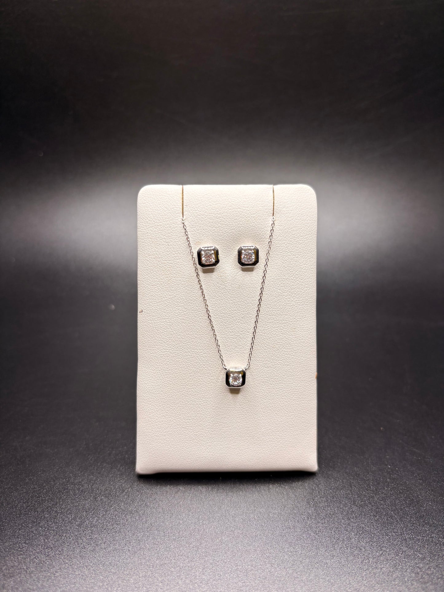 Sterling Silver Cz Square Necklace