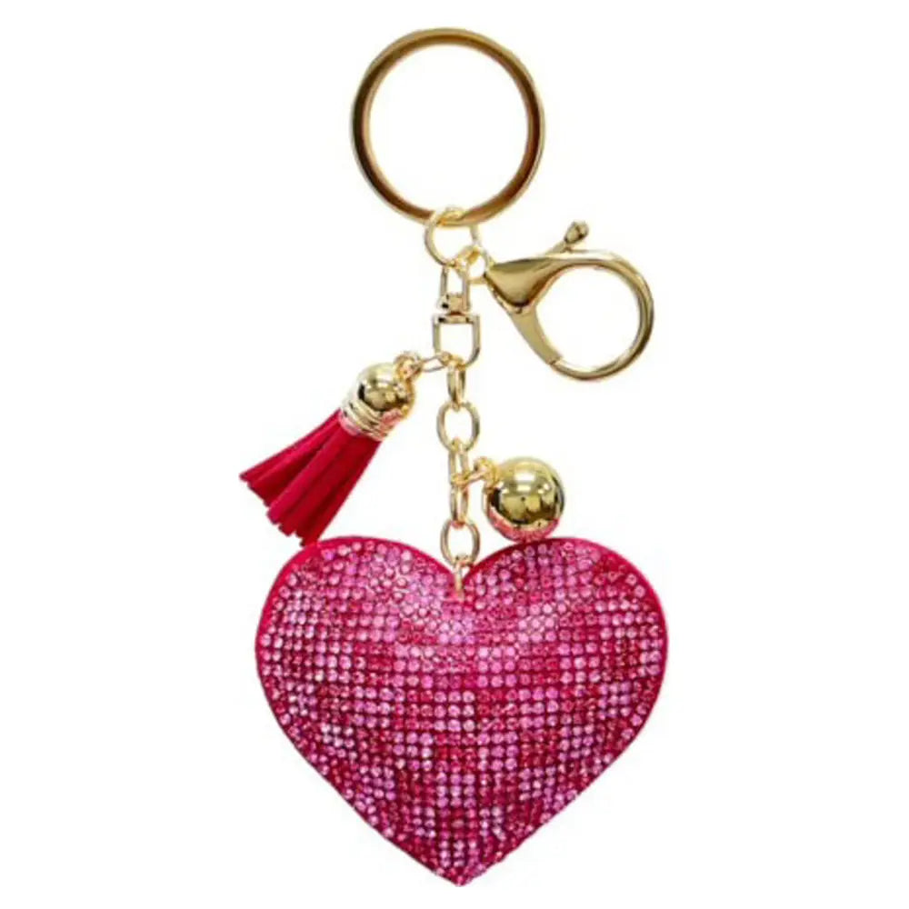 Pink Checkered Heart Bag Charm