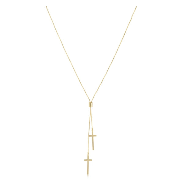 Lariat Double Cross Necklace