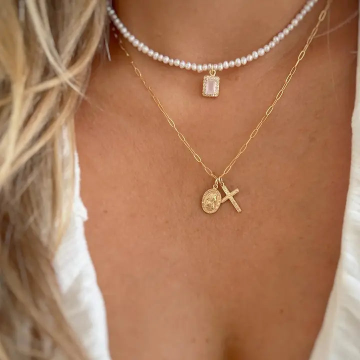 Saint Christopher Religious Charm Necklace Gold Filled
