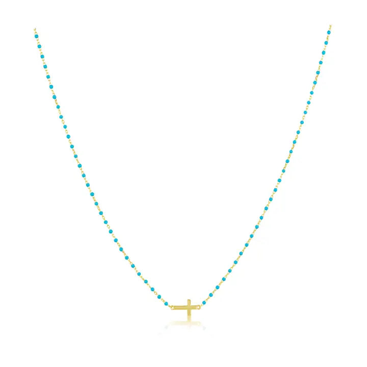 Turquoise Elsa Side Cross Necklace