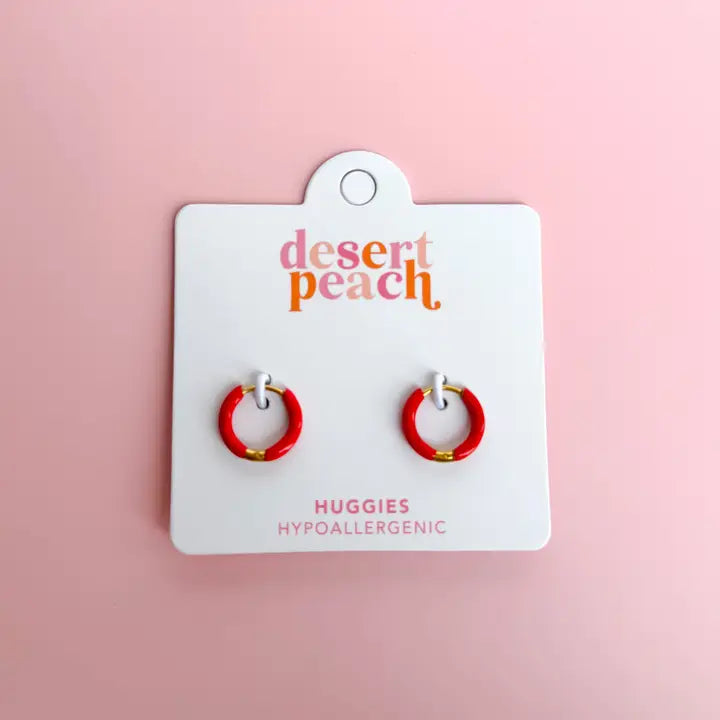 Red Huggie Hoops