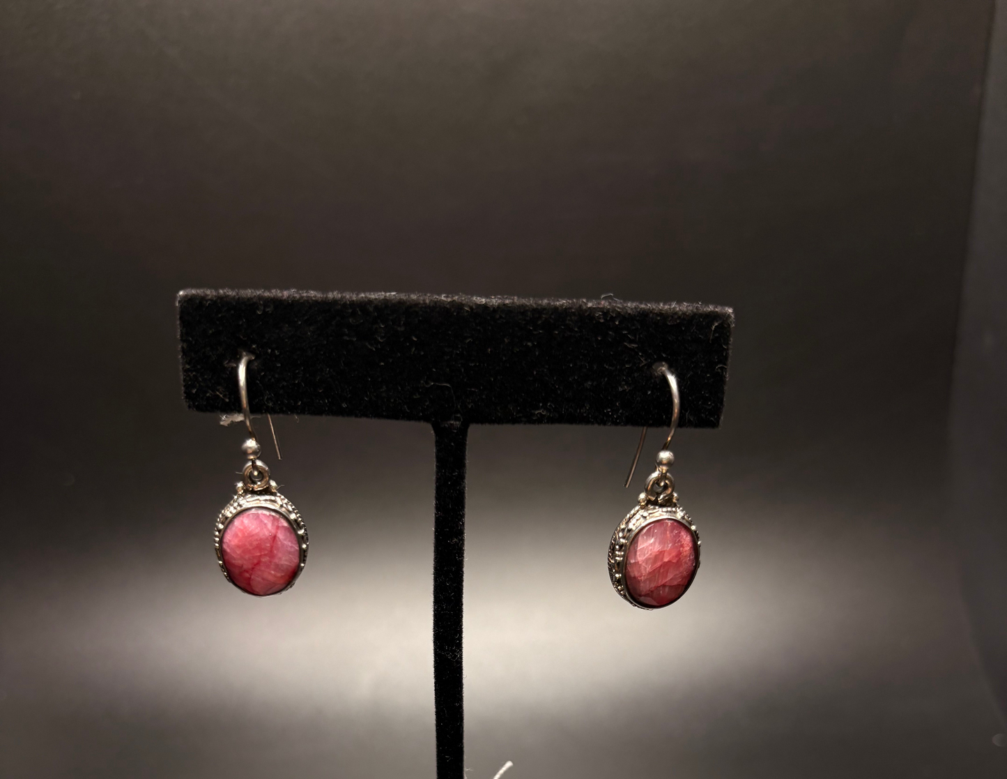 Sterling Silver Rough Ruby Dangle Earrings