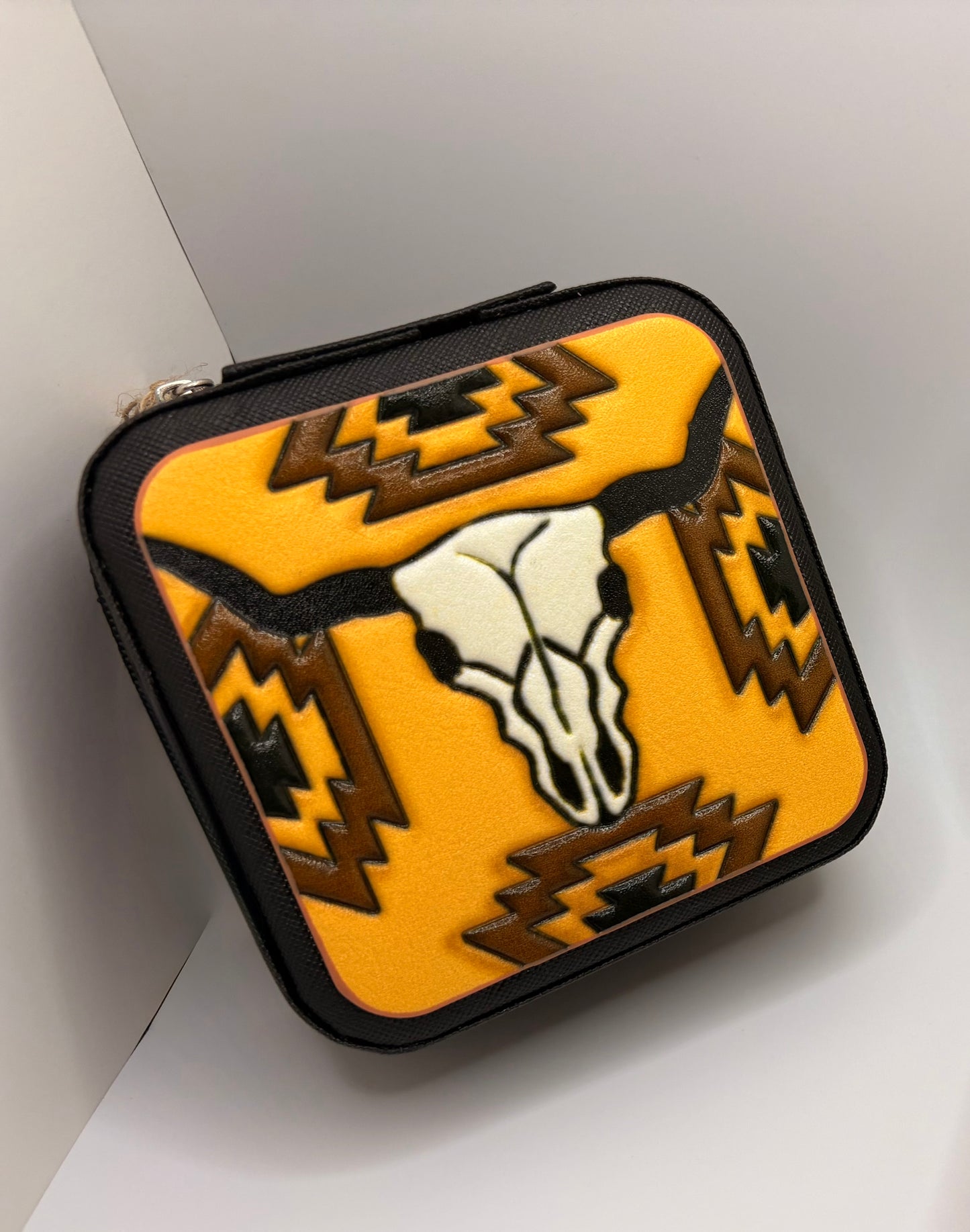 Western Mini Skull Jewelry Storage Travel Box