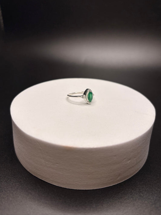 Sterling Silver Marquise Emerald Ring