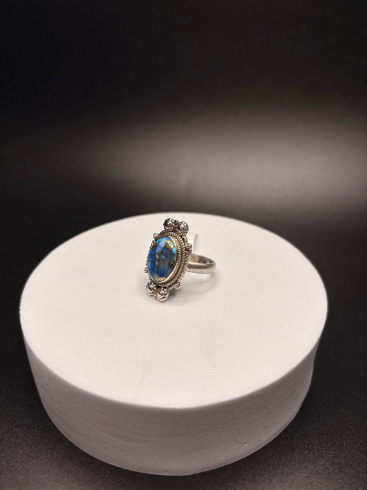 Sterling Silver Genuine Ice Blue Dahlia Ring