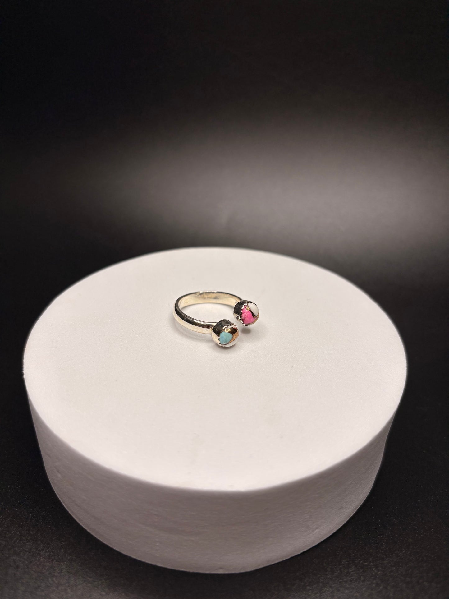 Sterling Silver Genuine Cotton Candy Stone Ring