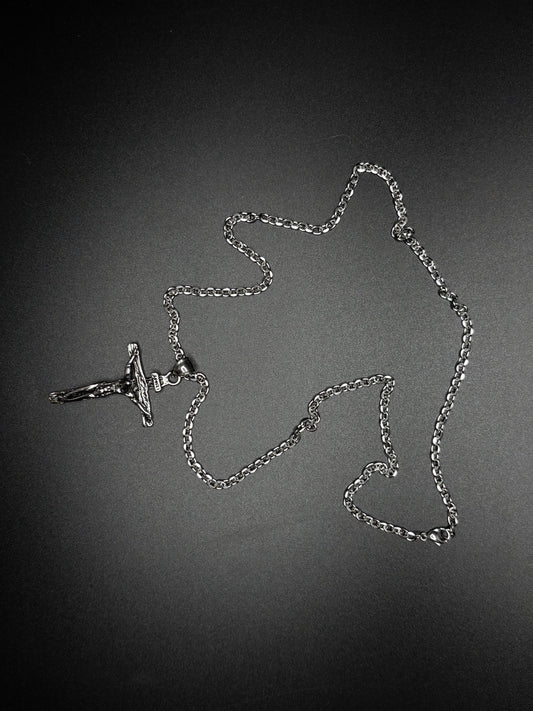 Stainless Steel Antiqued & Polished Crucifix Chain