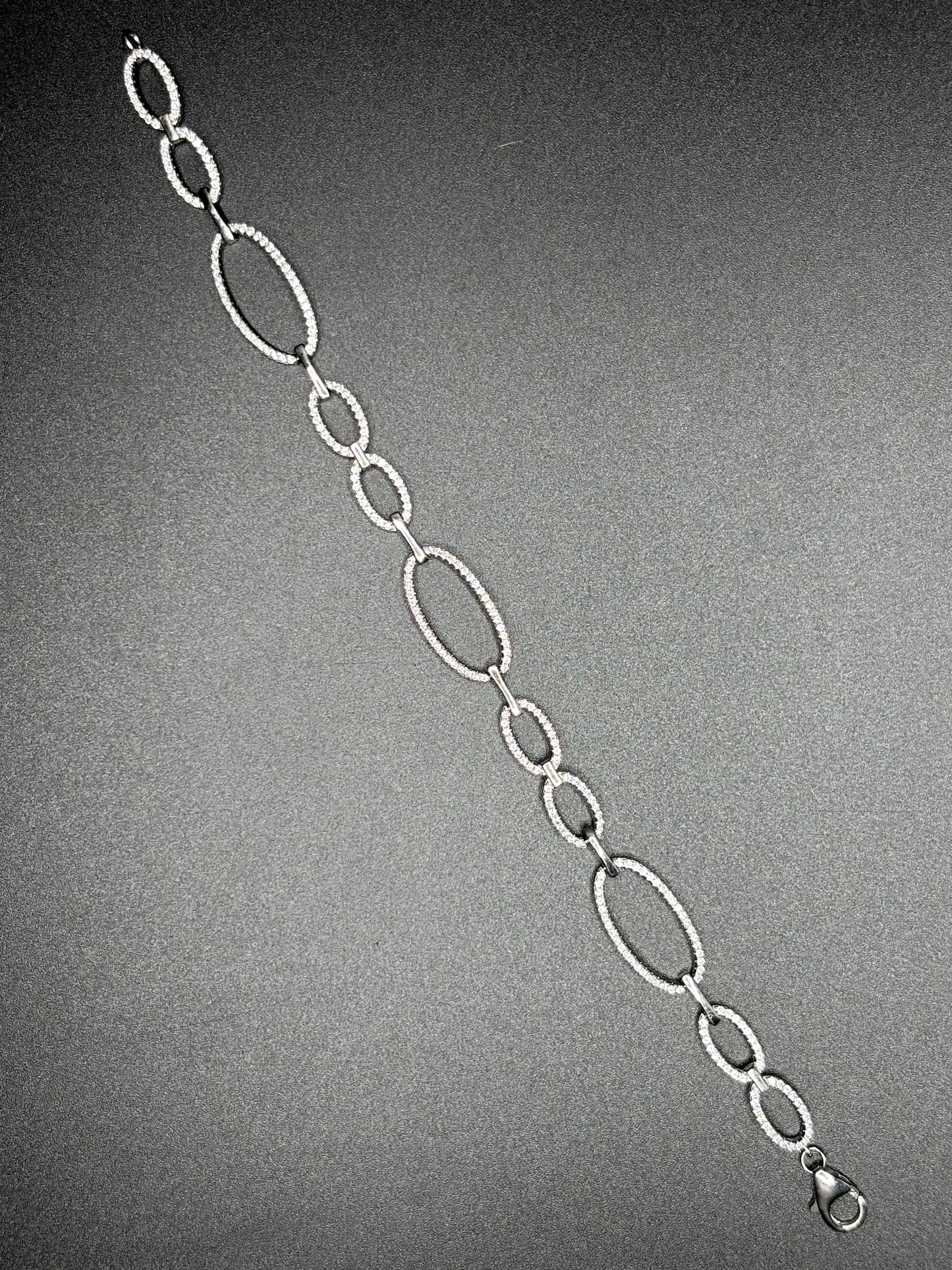 Sterling Silver Double Oval Bracelet with Cz's
