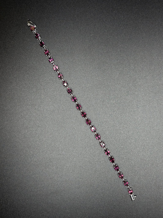 Sterling Silver Garnet CZ's Bracelet