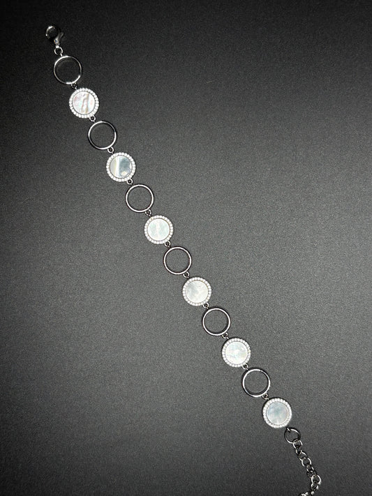 Sterling Silver Mother of Pearl and CZ's bracelet