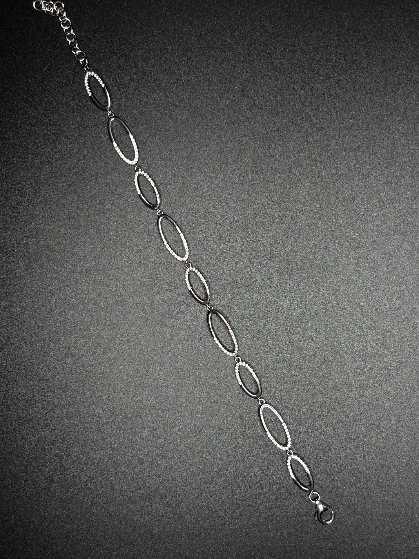 Sterling Silver CZ's Oval Bracelet