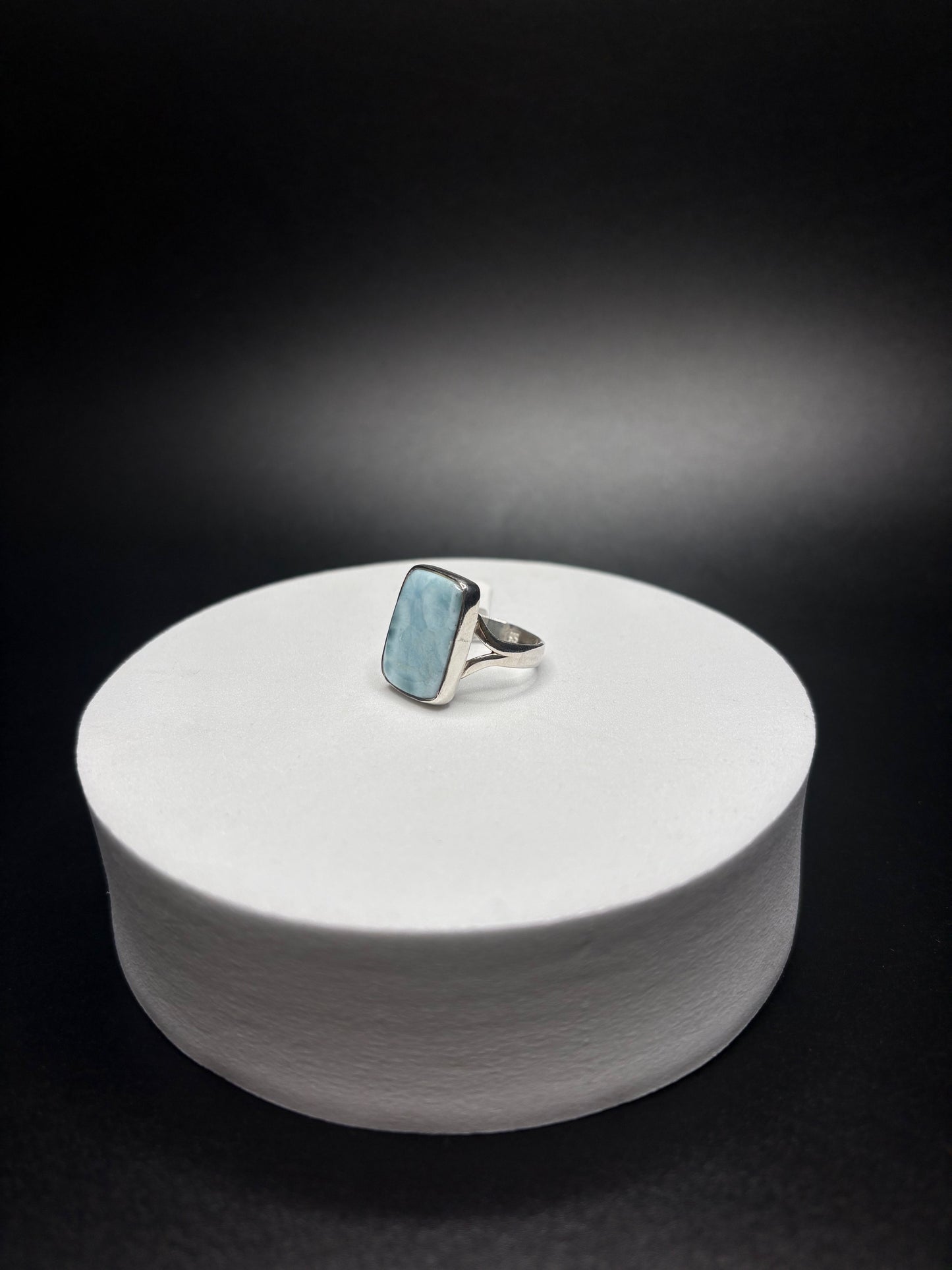 Sterling Silver Rectangle Larimar Ring