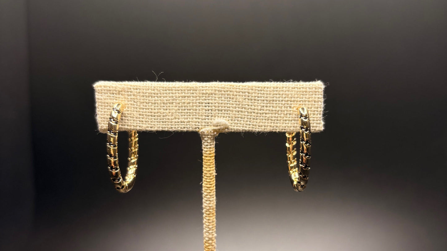 Gold-Filled Black CZ Hoops