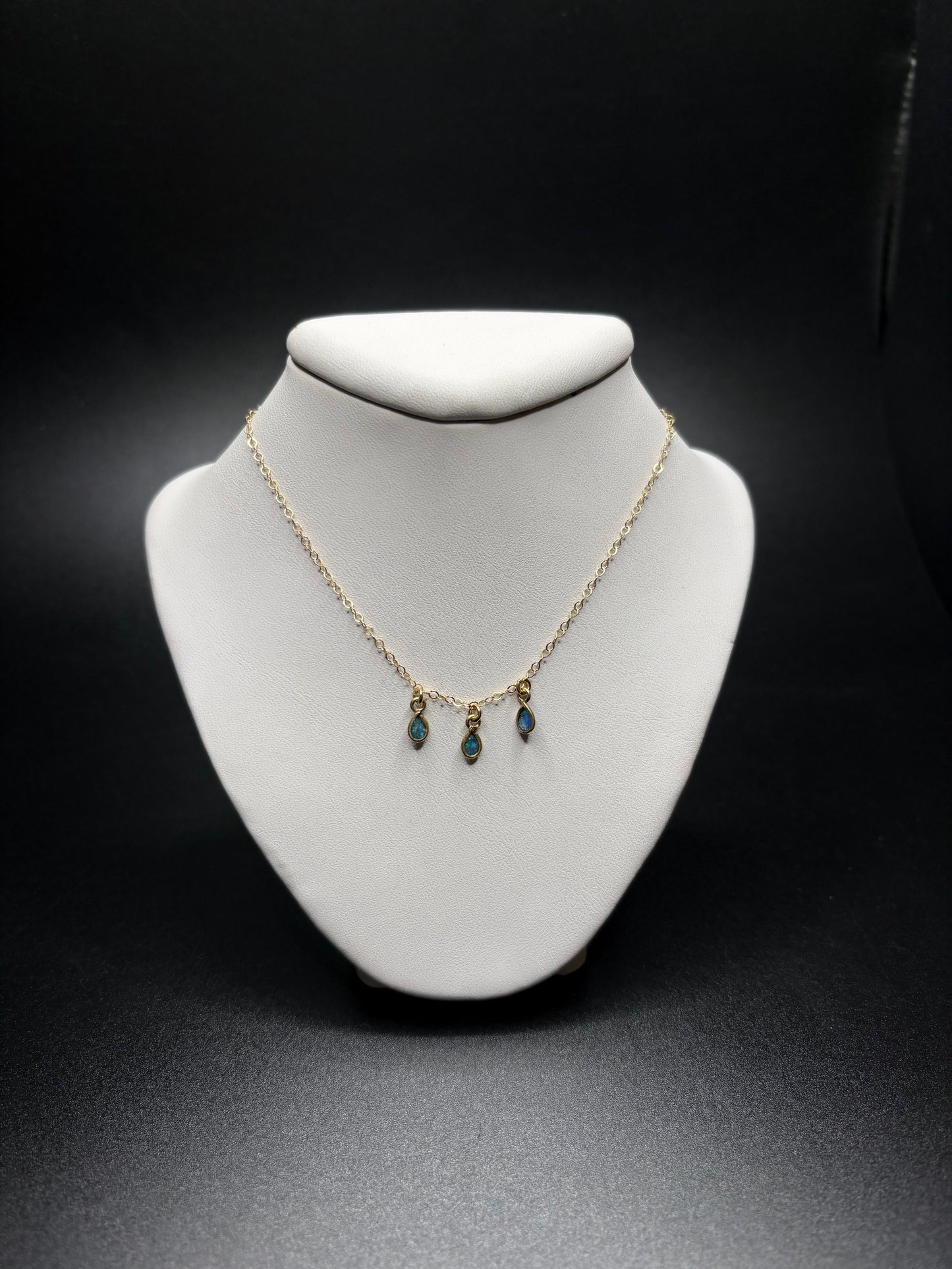 Gold-Filled Blue Opal Teardrop Necklace