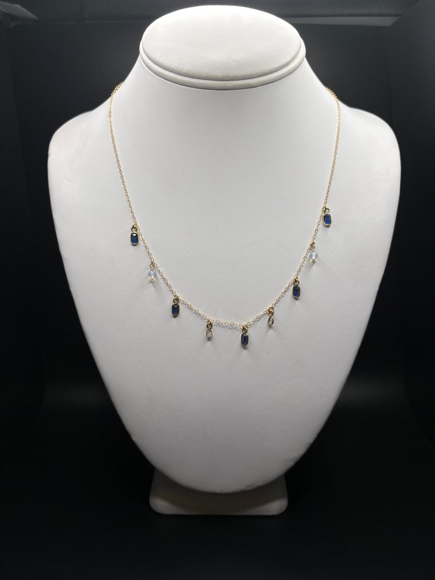 Gold-Filled Blue Gem Necklace