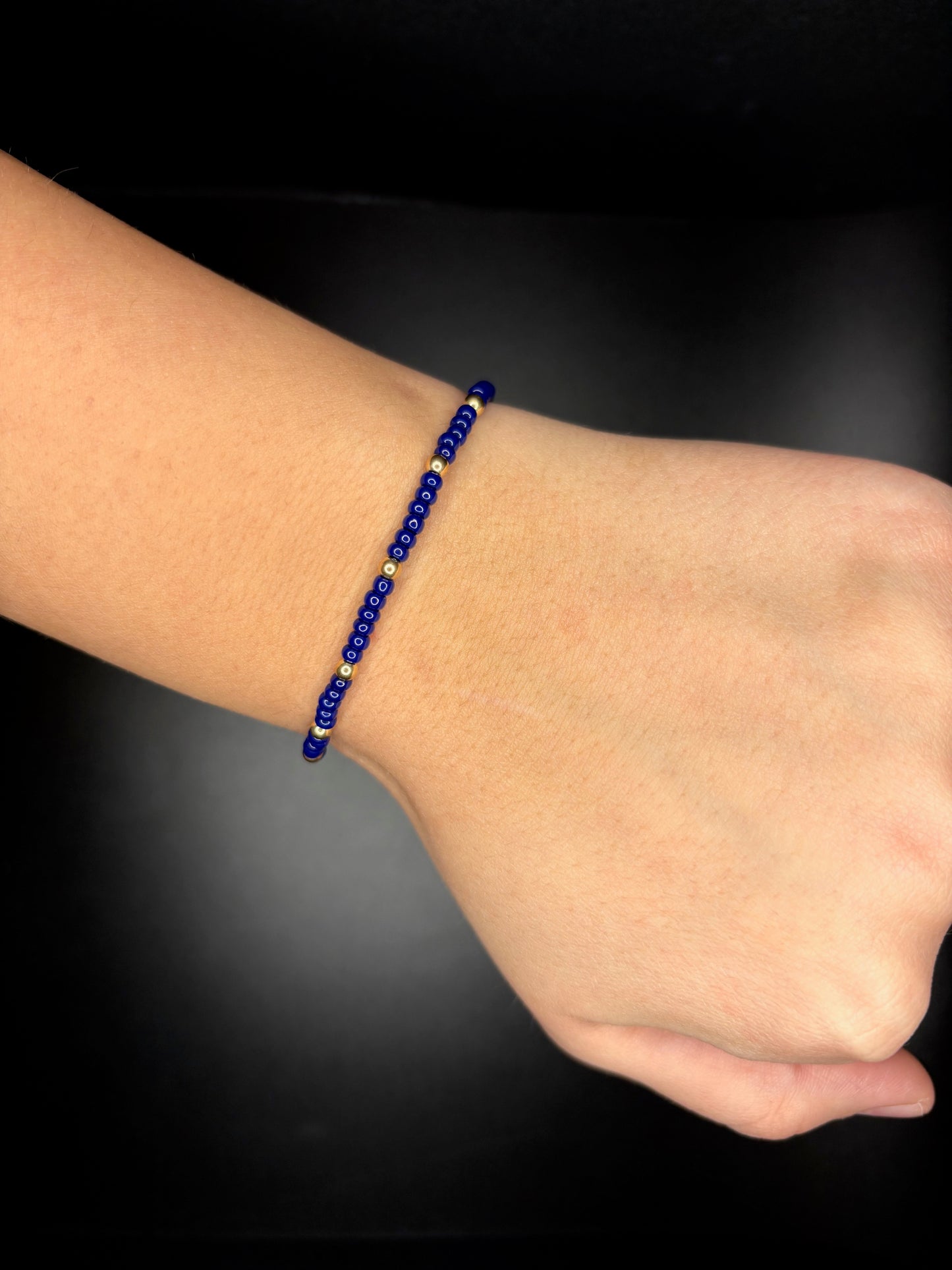 Gold-Filled Blue Beaded Bracelet