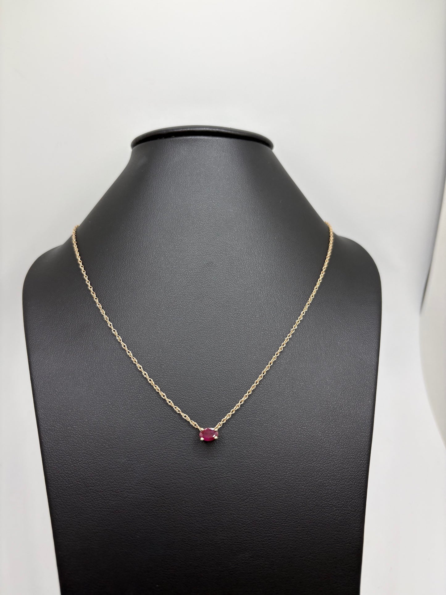 14K Yellow Gold Genuine Ruby Necklace