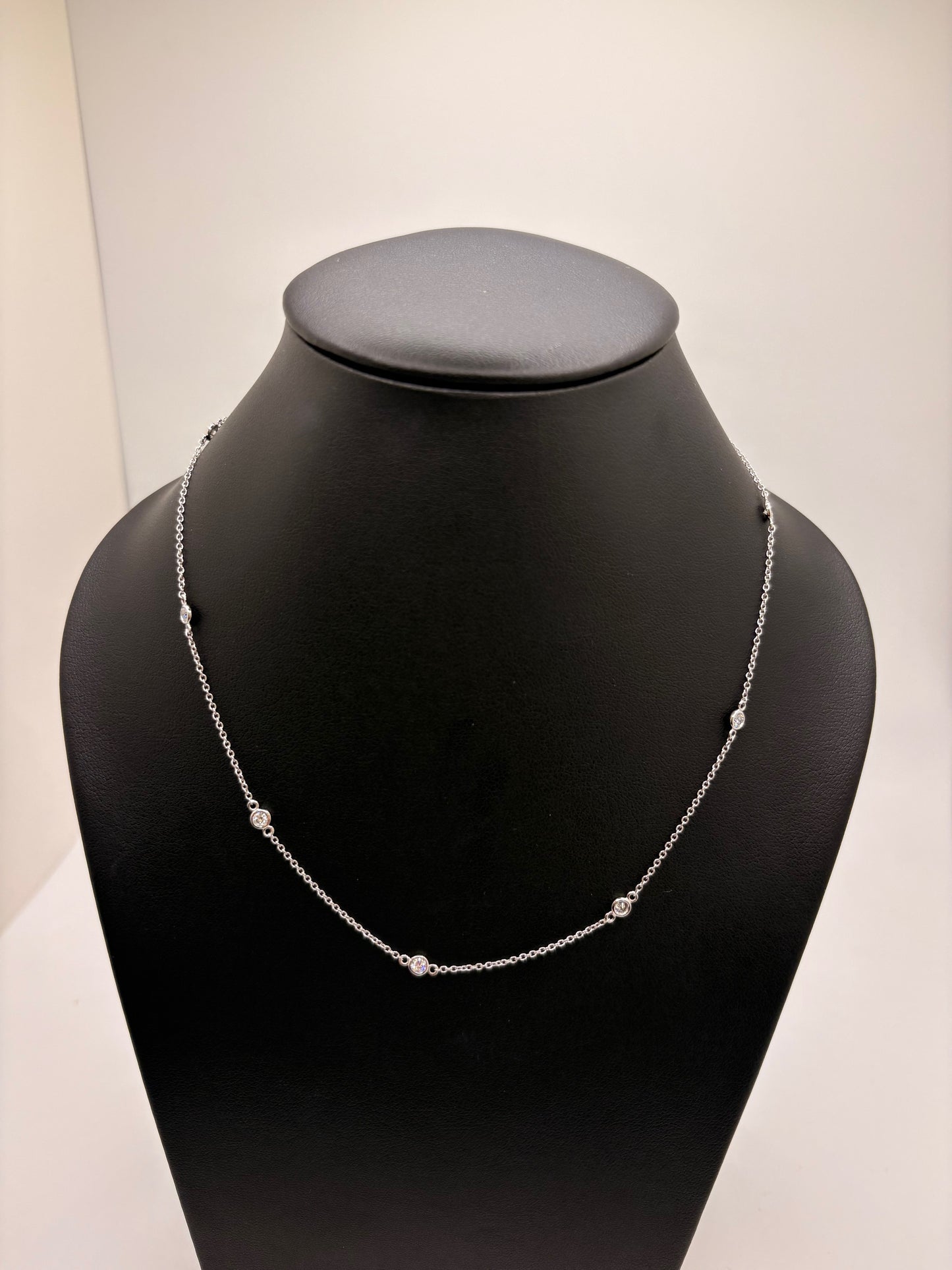 14K White Gold Lab Grown Diamond By the Yard Necklace