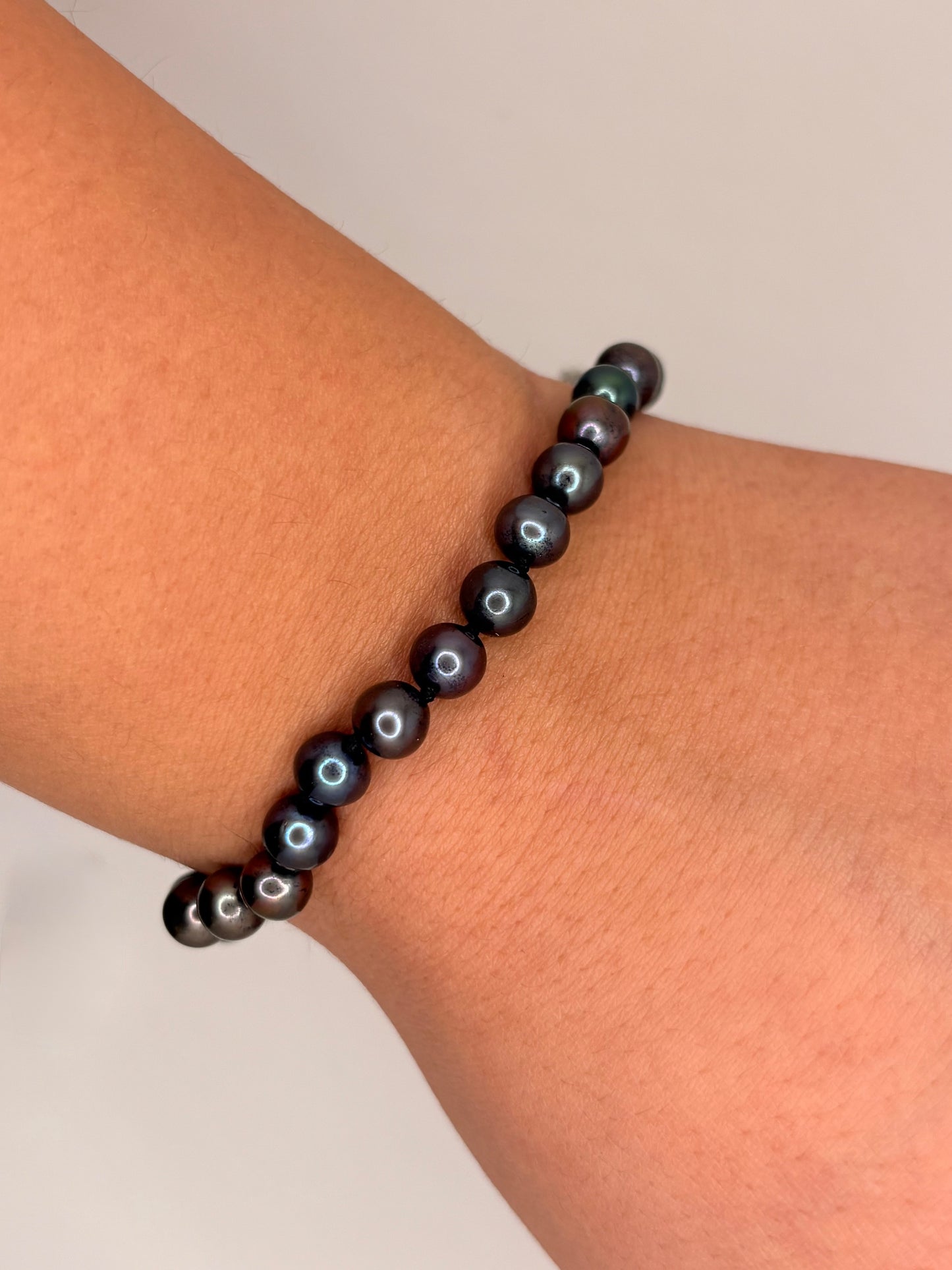 Sterling Silver Fresh Water Black Pearl Bracelet