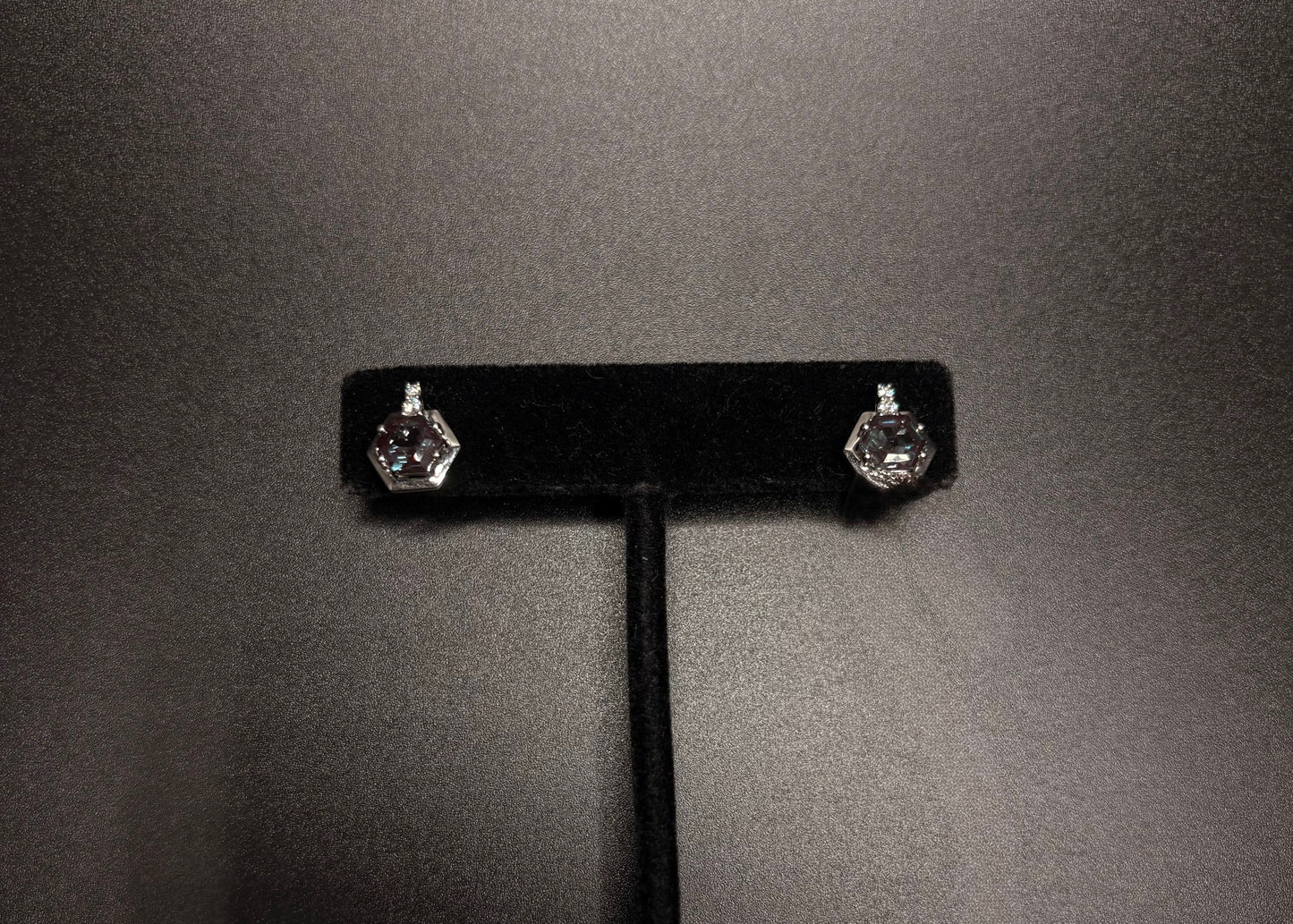 14K White Gold Genuine Alexandrite Studs