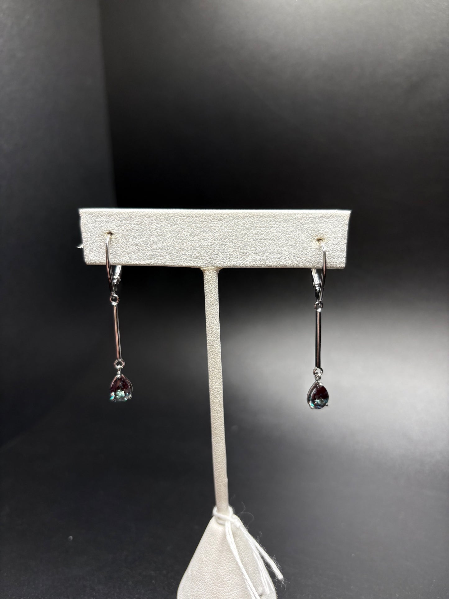 14K White Gold Genuine Alexandrite Drop Earrings