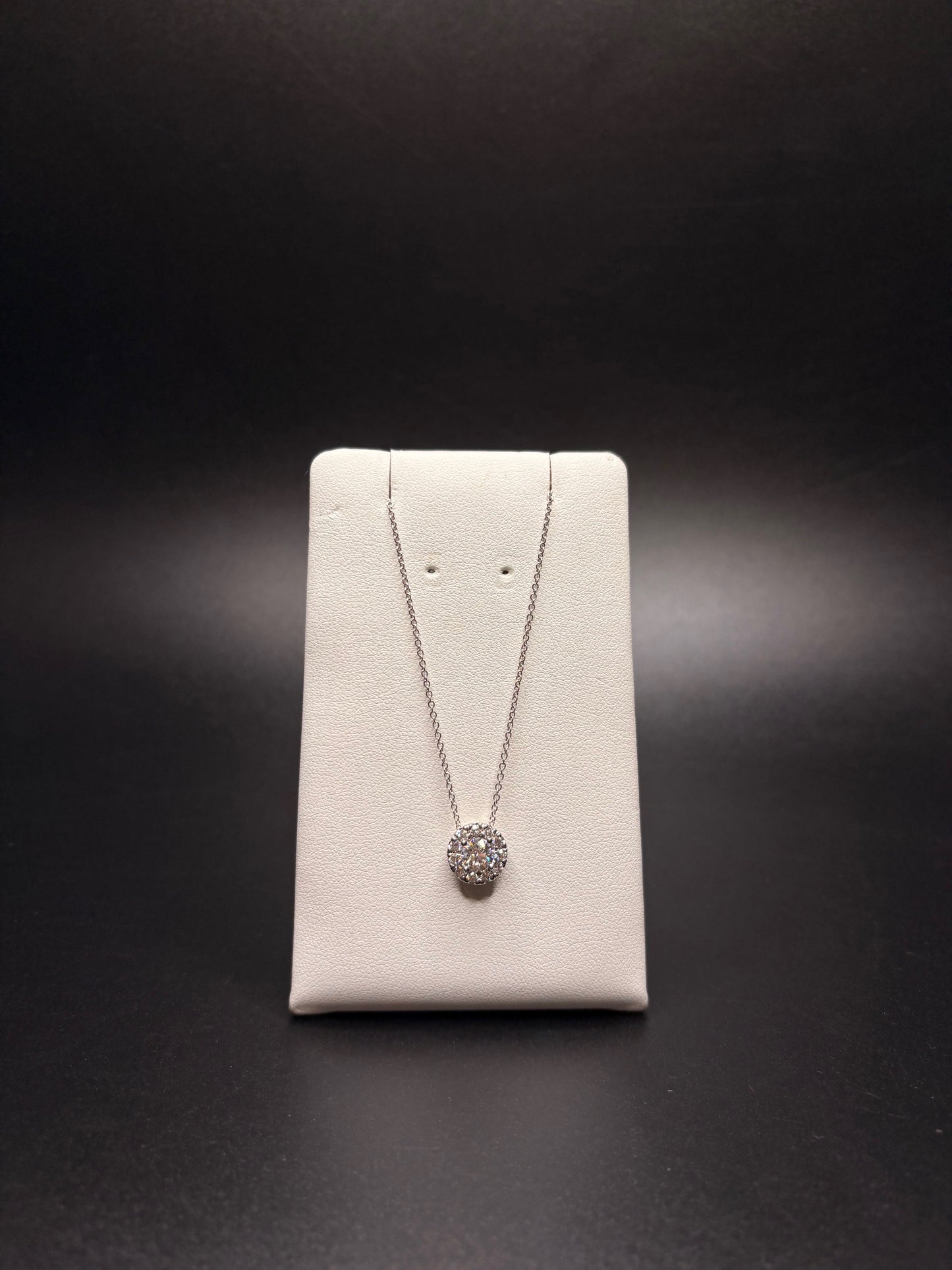 14K White Gold Lab Grown Diamond Circular Pendant Necklace