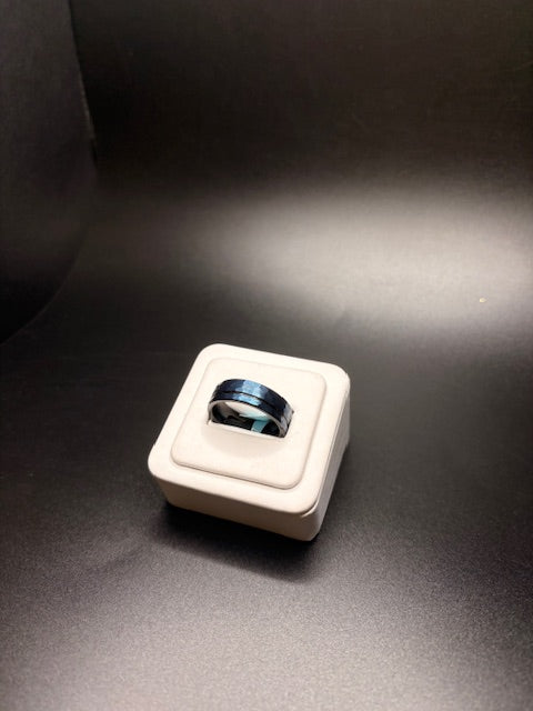 Blue Textured Tungsten Ring