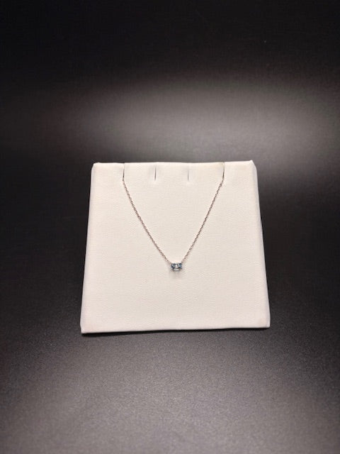 Sterling Silver Genuine Aquamarine Pendant Necklace