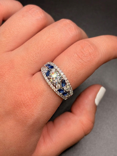 Sterling Silver Imitation London Blue Topaz CZ Ring