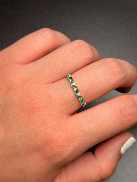 Sterling Silver Imitation Emerald CZ Ring