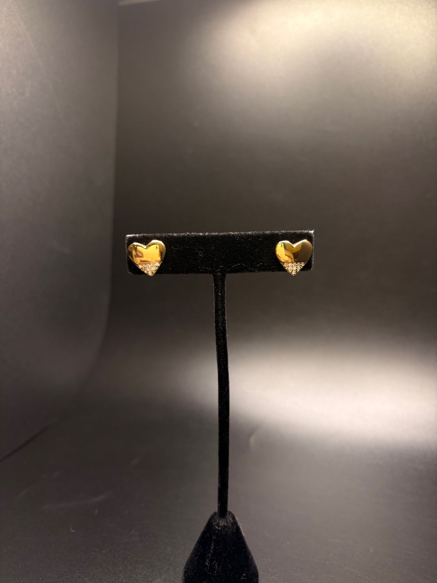 Gold-Filled Heart Studs With Cz's