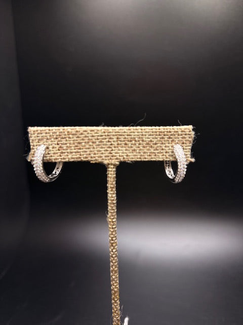 Sterling Silver Cluster CZ Hoops