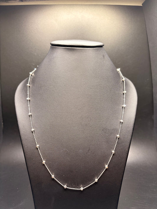 Sterling Silver Moon Bead Necklace
