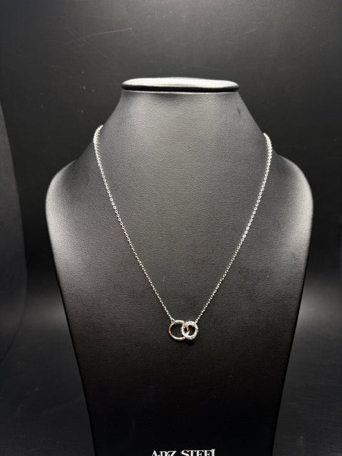 Sterling Silver Polished Double Circle Necklace