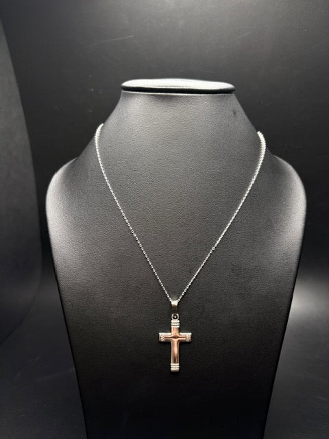 Sterling Silver Textured Cross Necklace