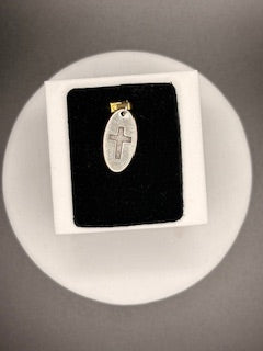 Sterling Silver Oval Cross Charm