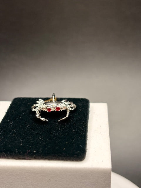 Sterling Silver Crab with Red Eyes Charm