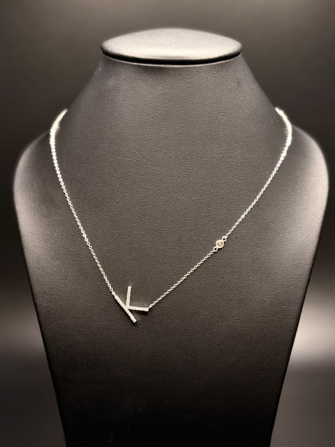 Sterling Silver Initial With Cz's Necklace