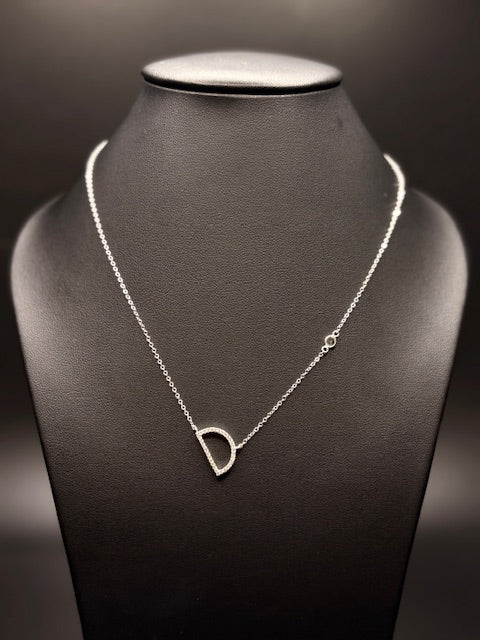 Sterling Silver Initial With Cz's Necklace