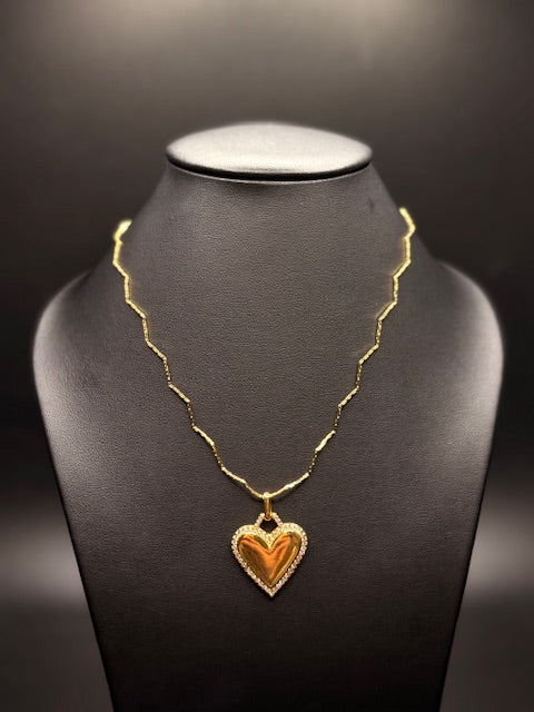 Gold-Filled Heart Pendant With CZ's Necklace