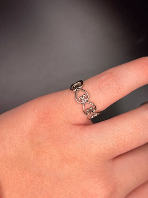 Sterling Silver Heart Band Ring