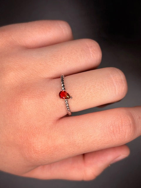 Sterling Silver Imitation Watermelon Tourmaline Ring