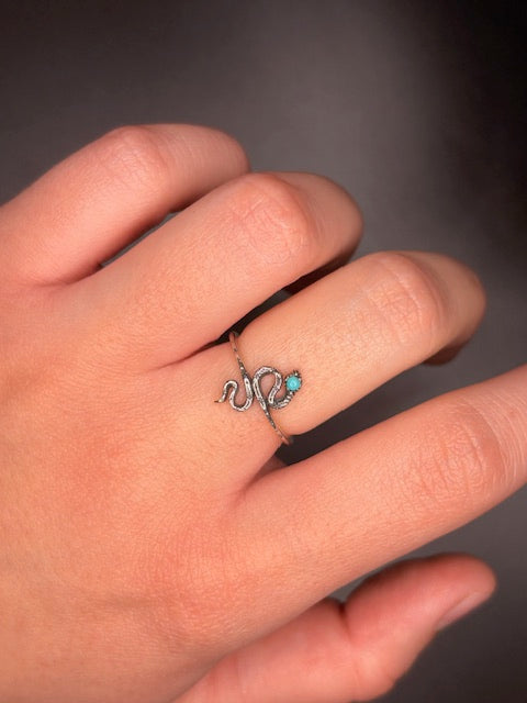 Sterling Silver Snake Turquoise Ring