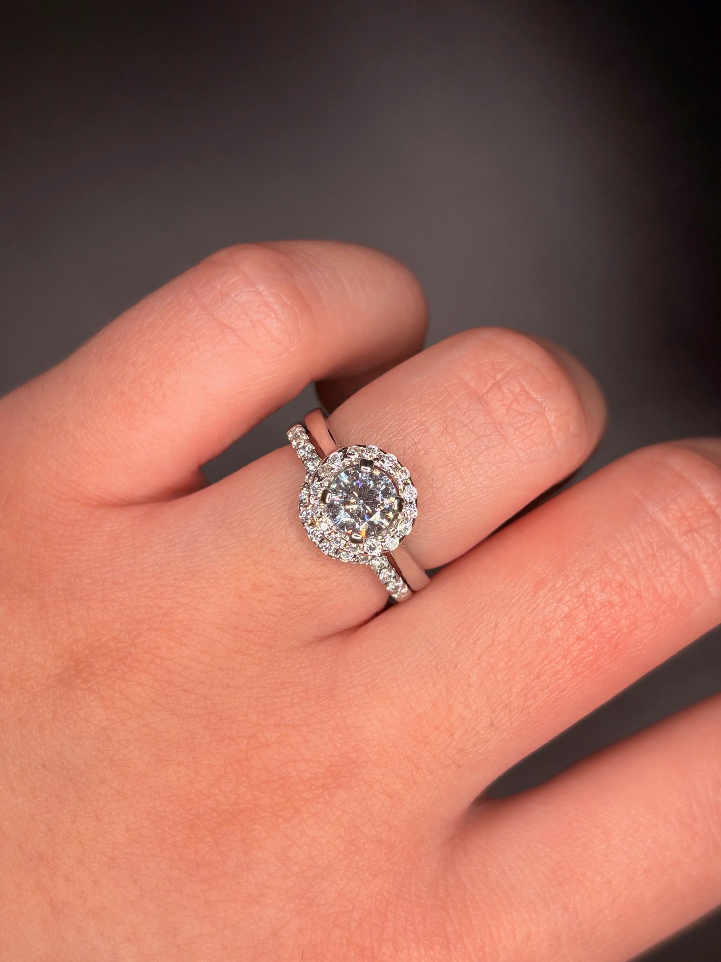 Sterling Silver Princess CZ Double Band Ring