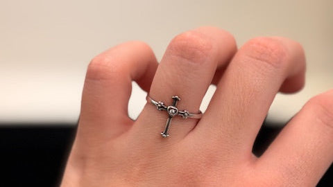 Sterling Silver Cz Cross Ring