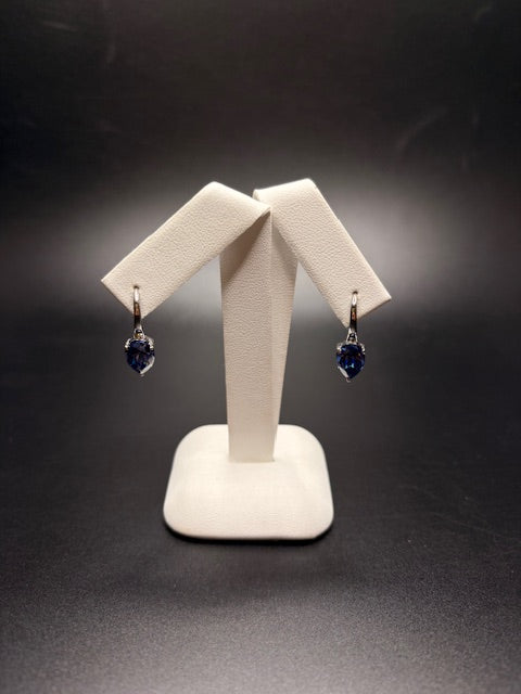 Sterling Silver Imitation Tanzanite Drop Earrings