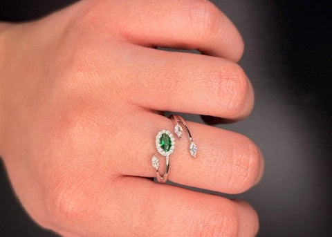 Sterling Silver Imitation Emerald Cz Ring
