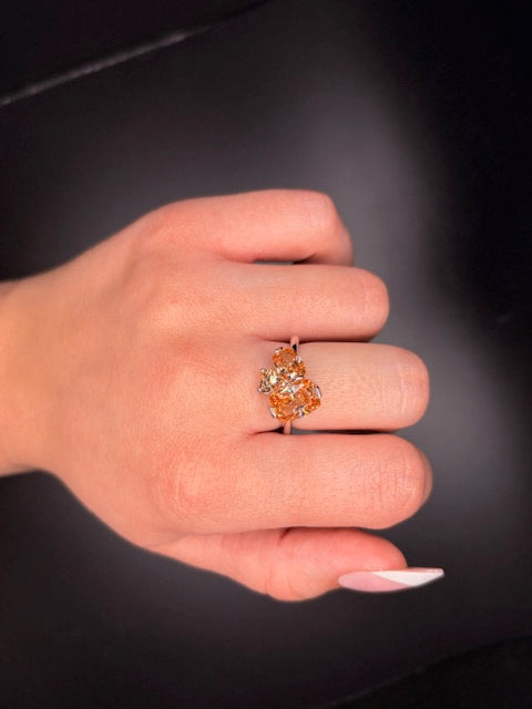 Sterling Silver CZ Imitation Citrine Ring