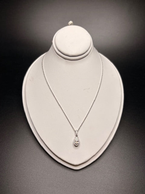 Sterling Silver Cz Tear Drop Pendant Necklace